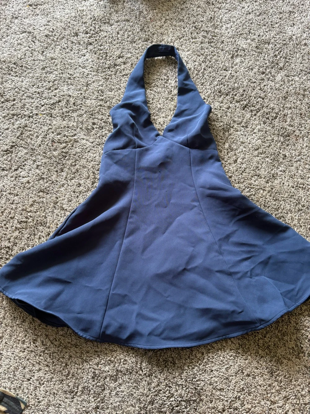 Kids Navy Blue Halter One-Piece Swimsuit